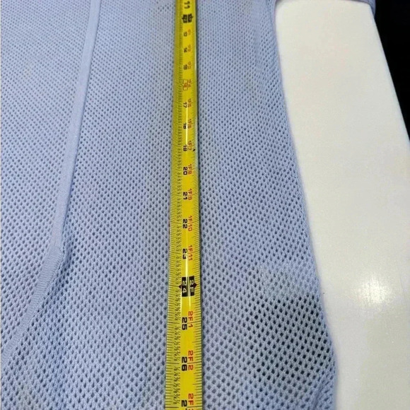 Dana Buchman periwinkle blue open weave knit top with bottom knot tie sz XL - Picture 9 of 10